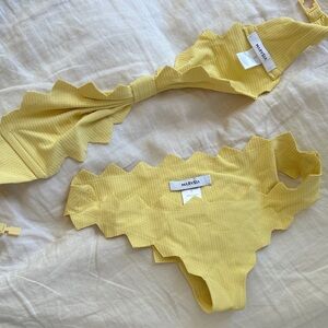 MARYSIA Yellow Scalloped Bikini Set (S)